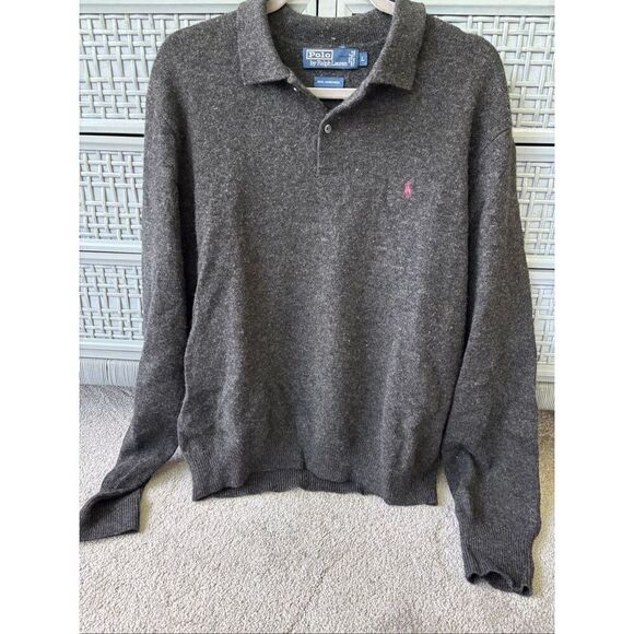 NWOT Polo Ralph Lauren Gray Lambswool Sweater, Large $128 E42 - Picture 1 of 6